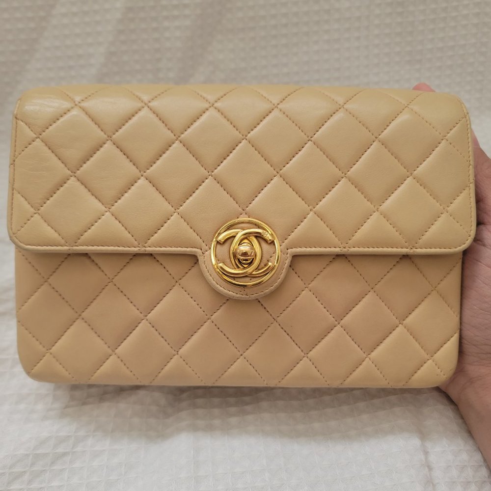 Chanel Circle CC Lock Beige Half Flap